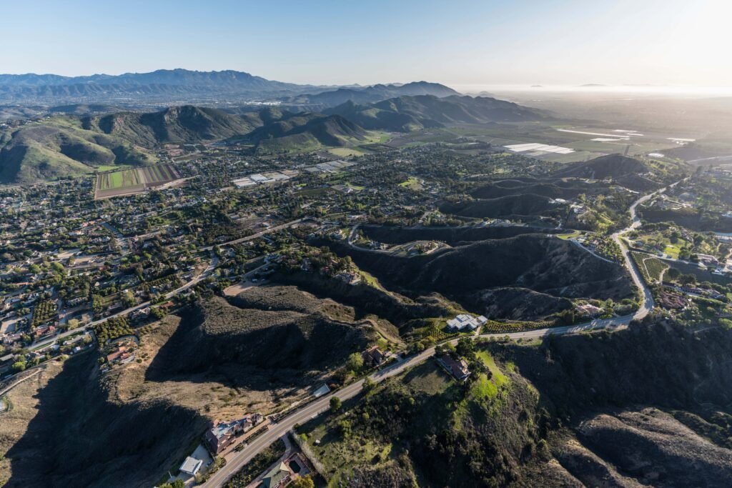 Camarillo city skyline and farmland, Ventura County