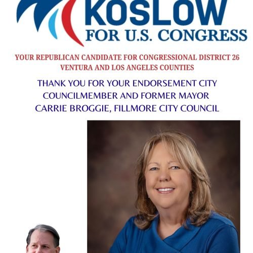 Gilmore City Councilwoman Carrie Broggie endorses Michael Koslow for Congress CA-26